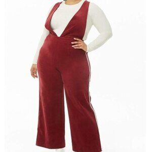 Forever 21 Corduroy Pinafore Jumpsuit Burgundy Red Size 3X